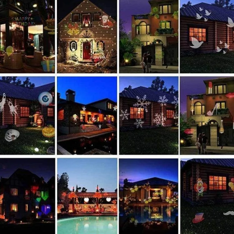 12-Slide Waterproof Snowflake Projector Lamp with Sound Control - 4W LED Outdoor Stage Light