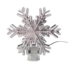 21.5cm LED Projector Snowflake Tree Topper Silver