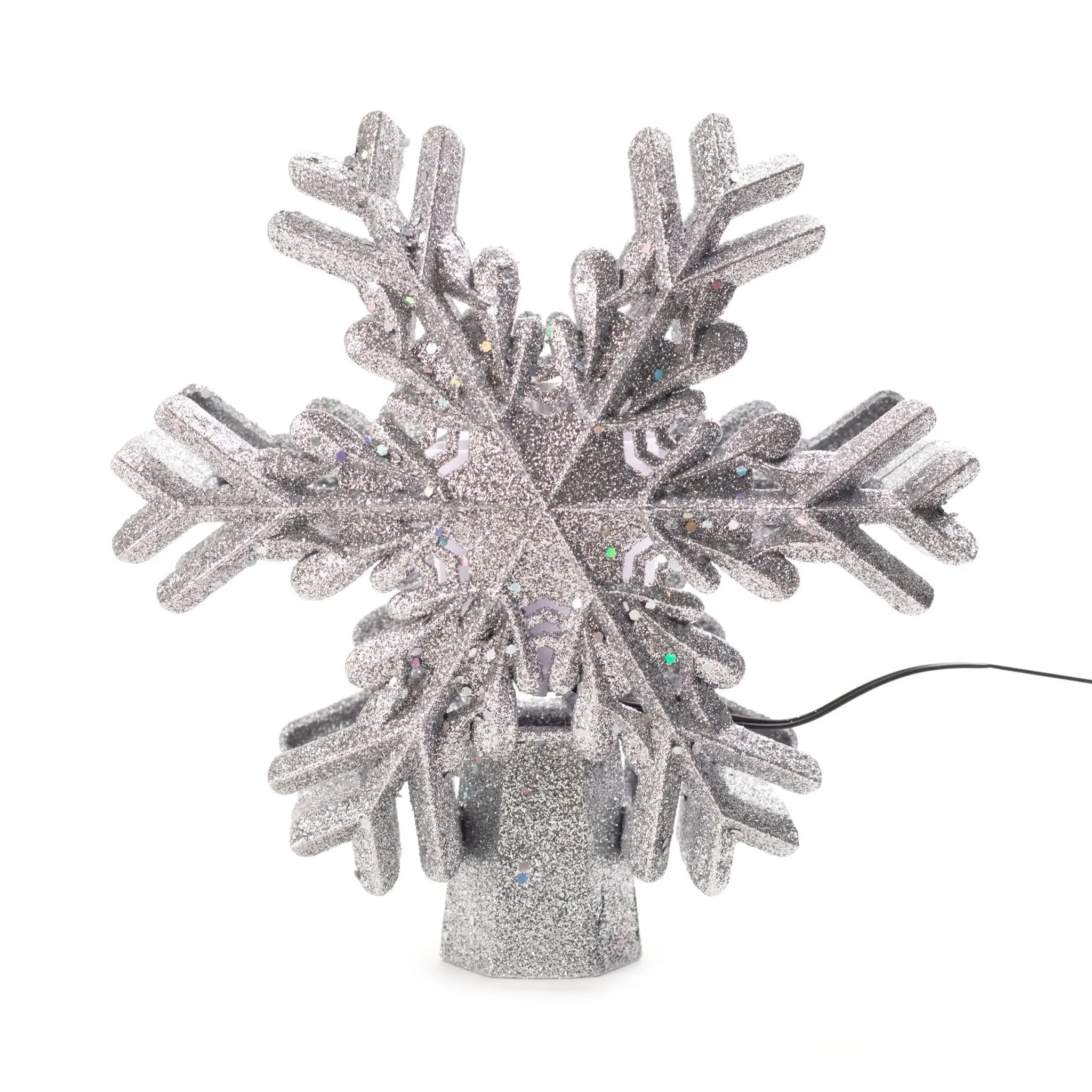 21.5cm LED Projector Snowflake Tree Topper Silver