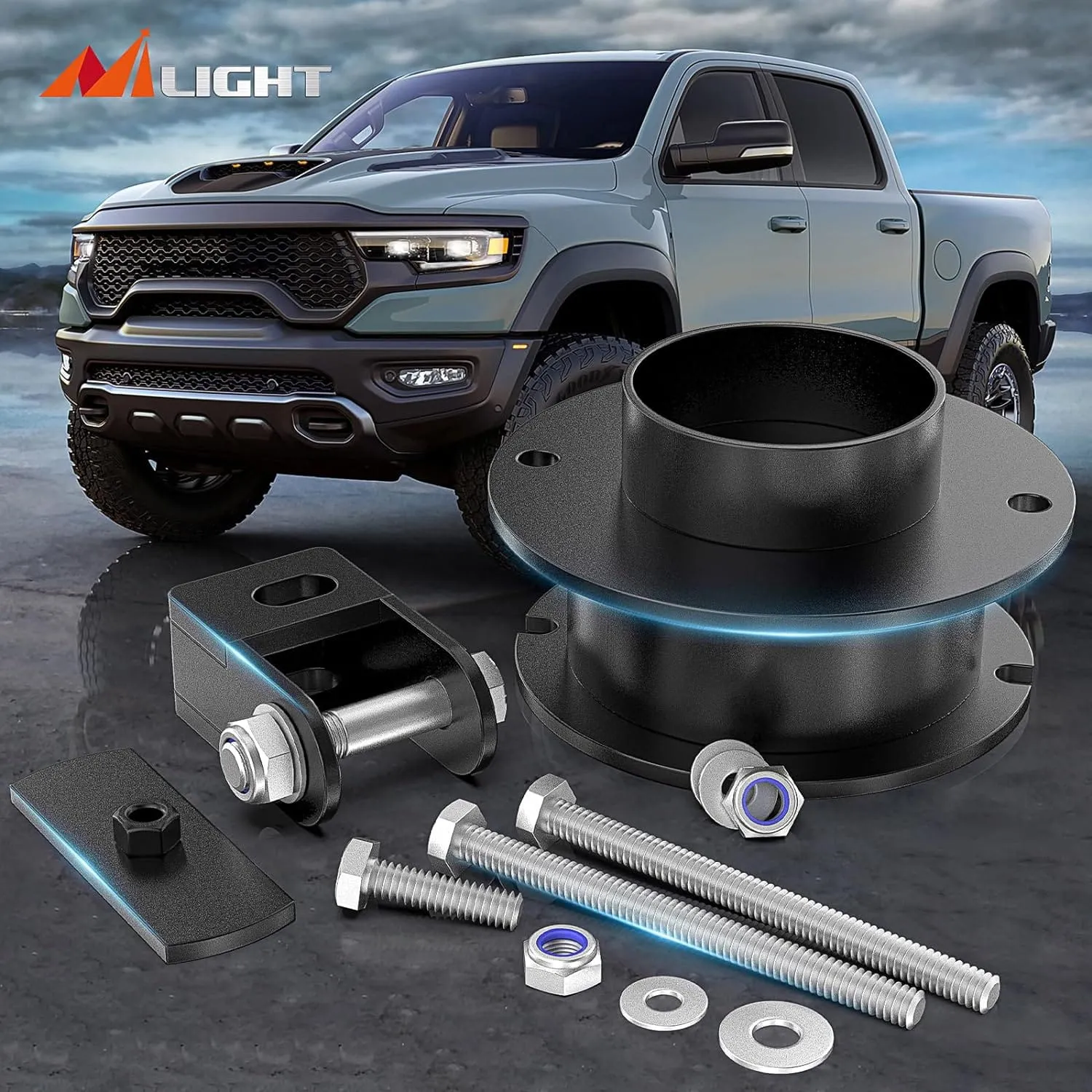 2.5 Inch Front Leveling Lift Kit for 2014-2023 Dodge ram 2500 4WD 2013-2022 ram 3500 4WD Spring Spacers and Shock Extenders Lift Kits