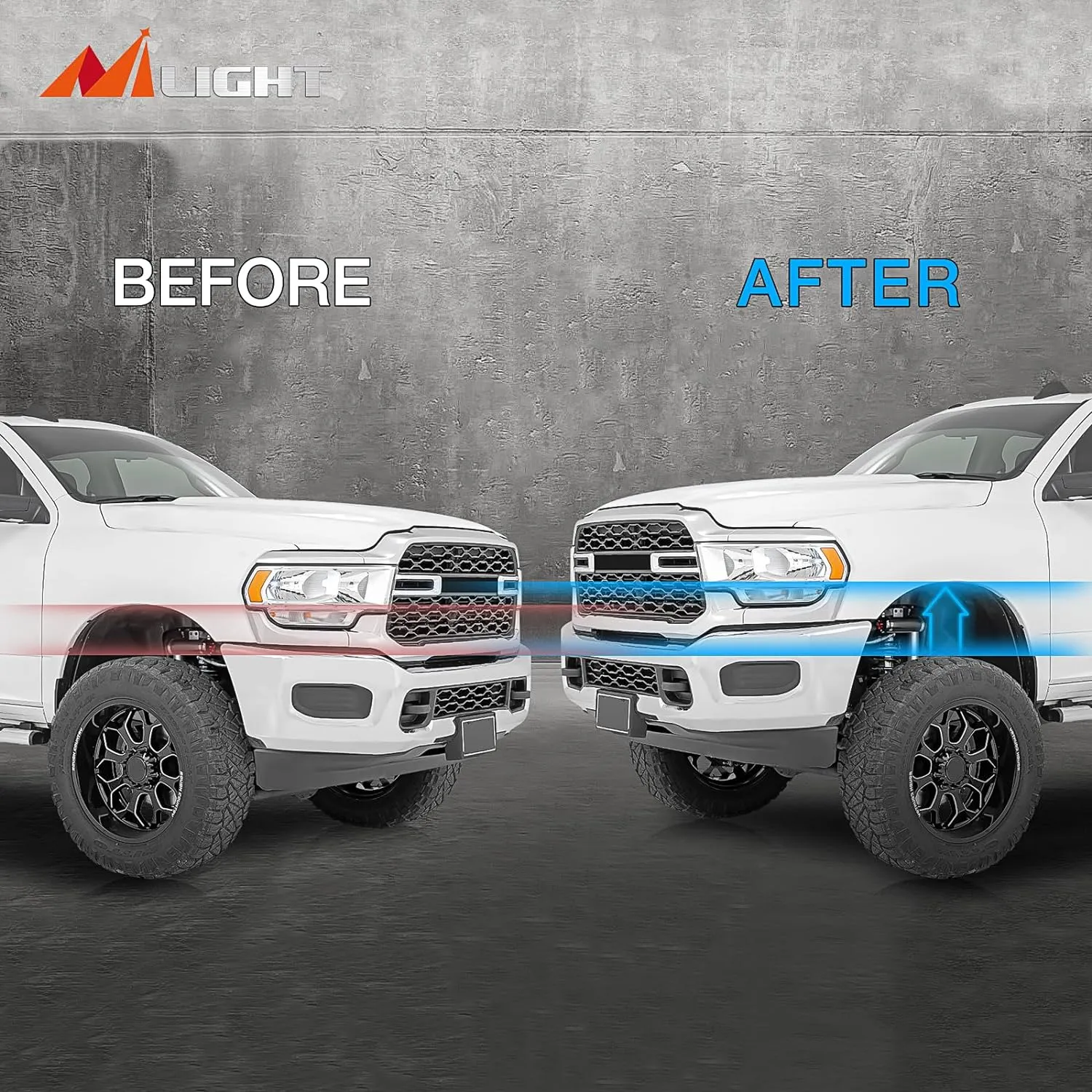 2.5 Inch Front Leveling Lift Kit for 2014-2023 Dodge ram 2500 4WD 2013-2022 ram 3500 4WD Spring Spacers and Shock Extenders Lift Kits