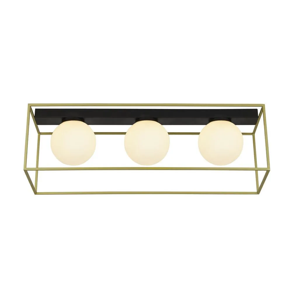 3Lt Flush Gold Box Frame and Opal Glass