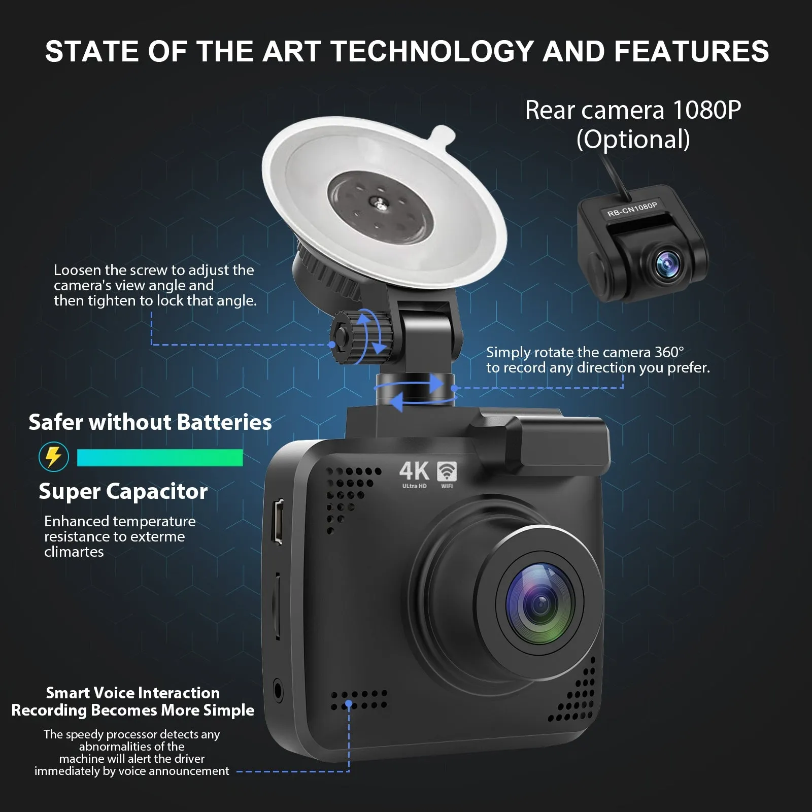 4k Driving Recorder Built-In Wifi GPS Car Dashboard Camera