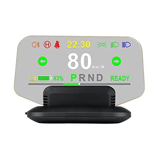 5 inches HUD, 3D Reflection Gauge Head Up Display Compatible with Tesla Model 3 Model Y (After 2019), Speed Warning, Speedometer，Battery Display and GPS etc (Upgraded on July)