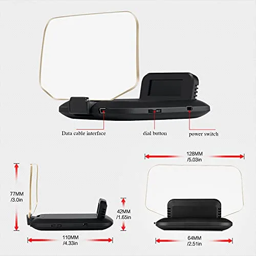 5 inches HUD, 3D Reflection Gauge Head Up Display Compatible with Tesla Model 3 Model Y (After 2019), Speed Warning, Speedometer，Battery Display and GPS etc (Upgraded on July)