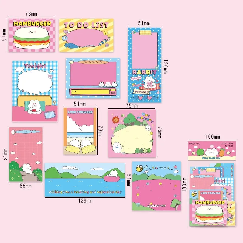 50 Pcs bright colored memo pads