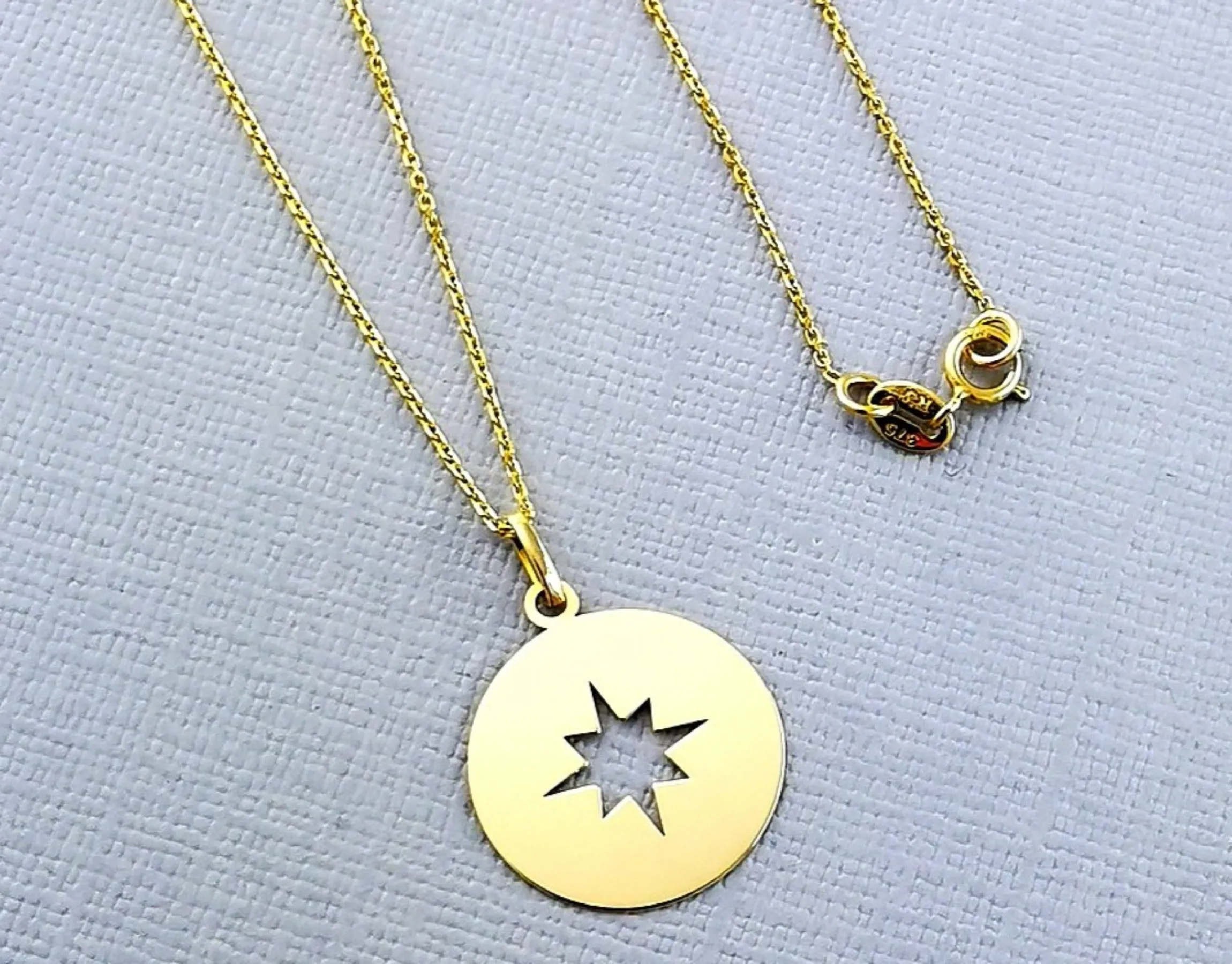 9ct Gold Navigation Compass Pendant Necklace