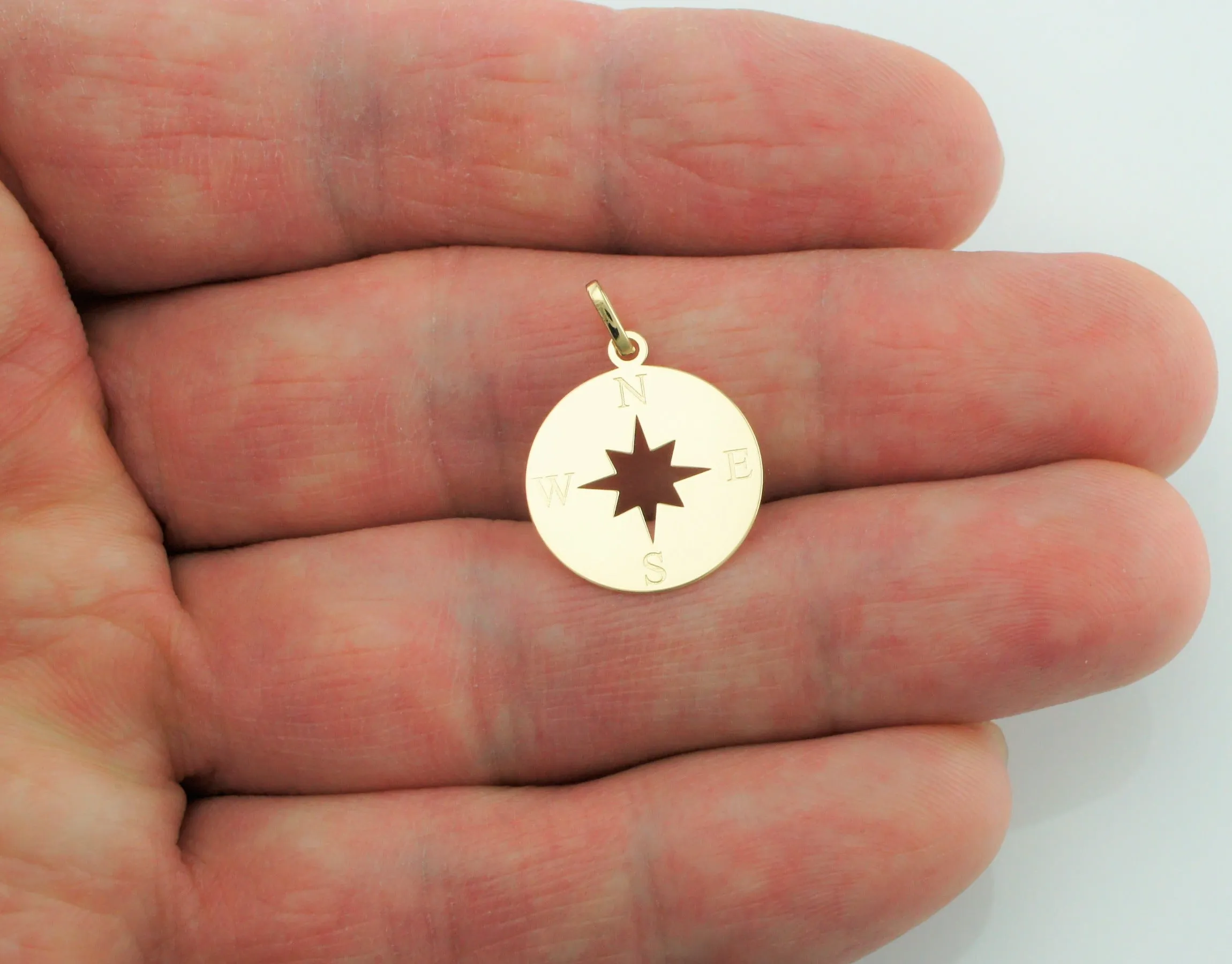 9ct Gold Navigation Compass Pendant Necklace