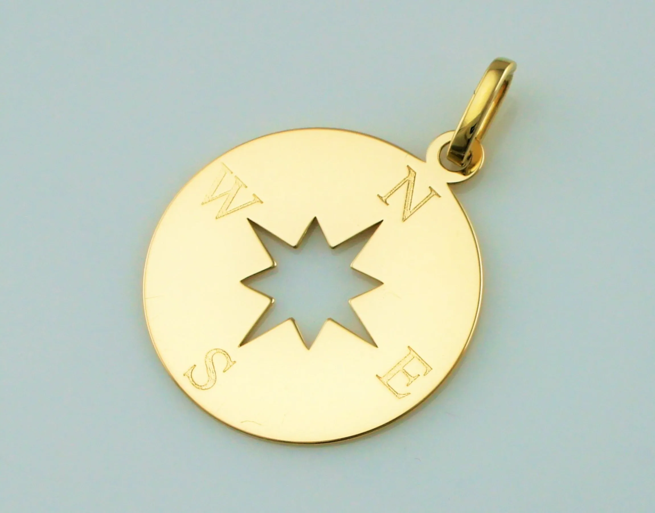 9ct Gold Navigation Compass Pendant Necklace