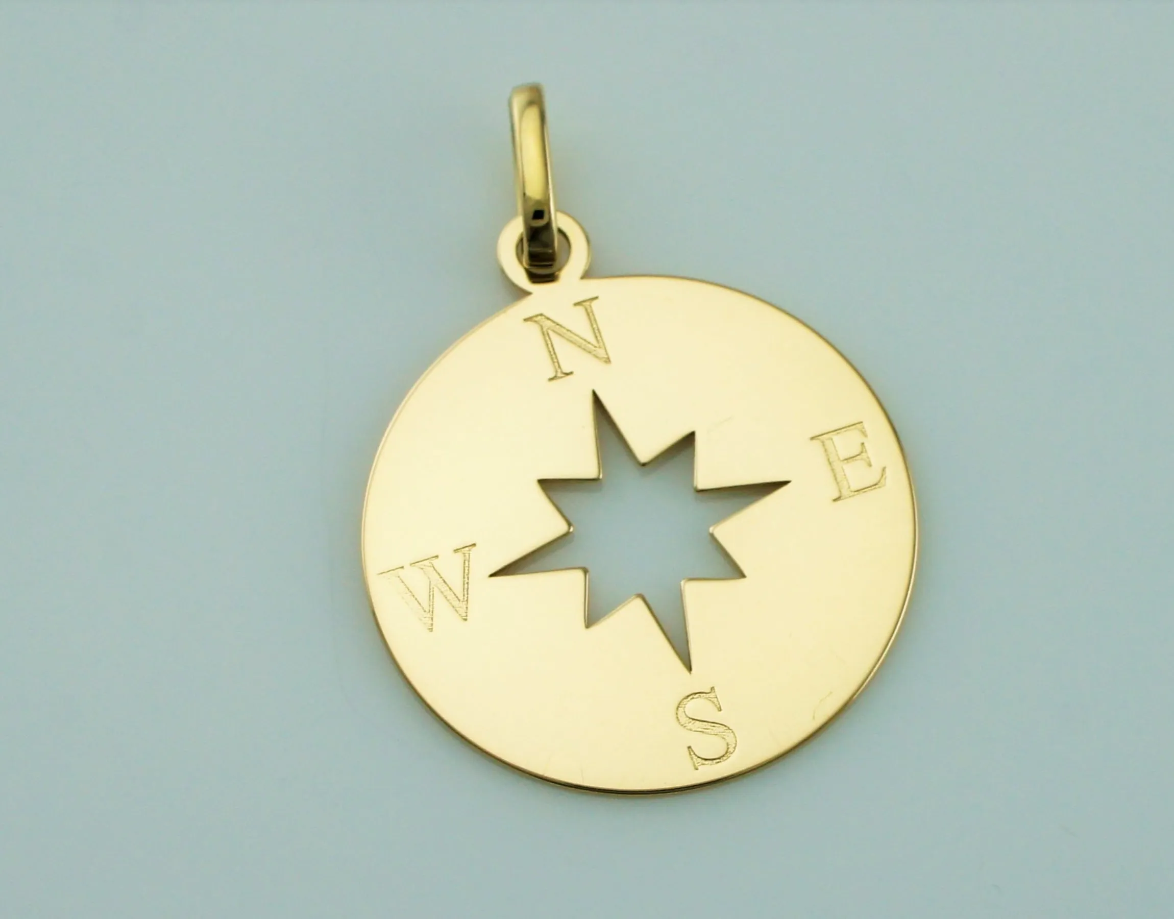 9ct Gold Navigation Compass Pendant Necklace
