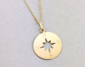 9ct Gold Navigation Compass Pendant Necklace