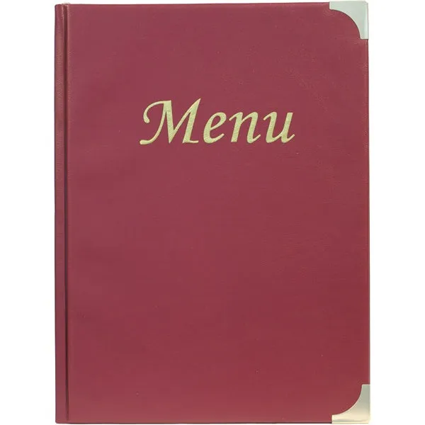 A4 Menu Holder Wine Red 8 Pages