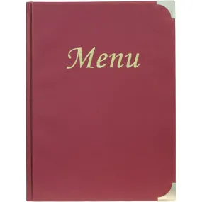 A4 Menu Holder Wine Red 8 Pages