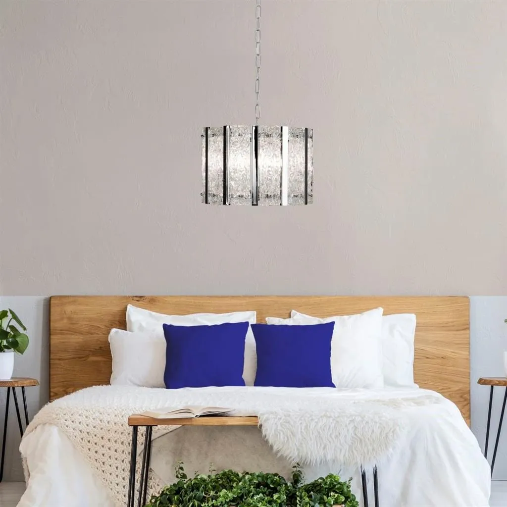 Alexandra 5Lt Crystal Ceiling Light - Satin Silver & Aquatex Glass