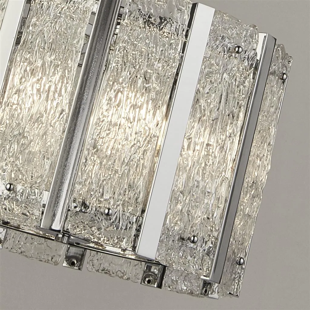 Alexandra 5Lt Crystal Ceiling Light - Satin Silver & Aquatex Glass