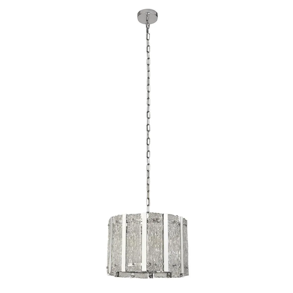 Alexandra 5Lt Crystal Ceiling Light - Satin Silver & Aquatex Glass