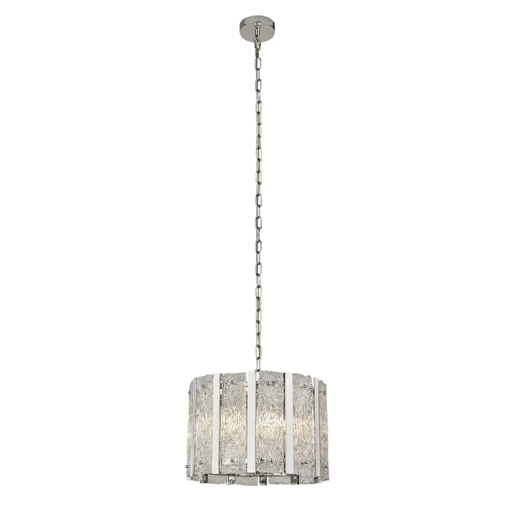 Alexandra 5Lt Crystal Ceiling Light - Satin Silver & Aquatex Glass