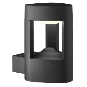 ALUMINIUM IP44 GREY LED OUTDOOR WALL LIGHT, CLEAR POLYCARBONATE SHADE