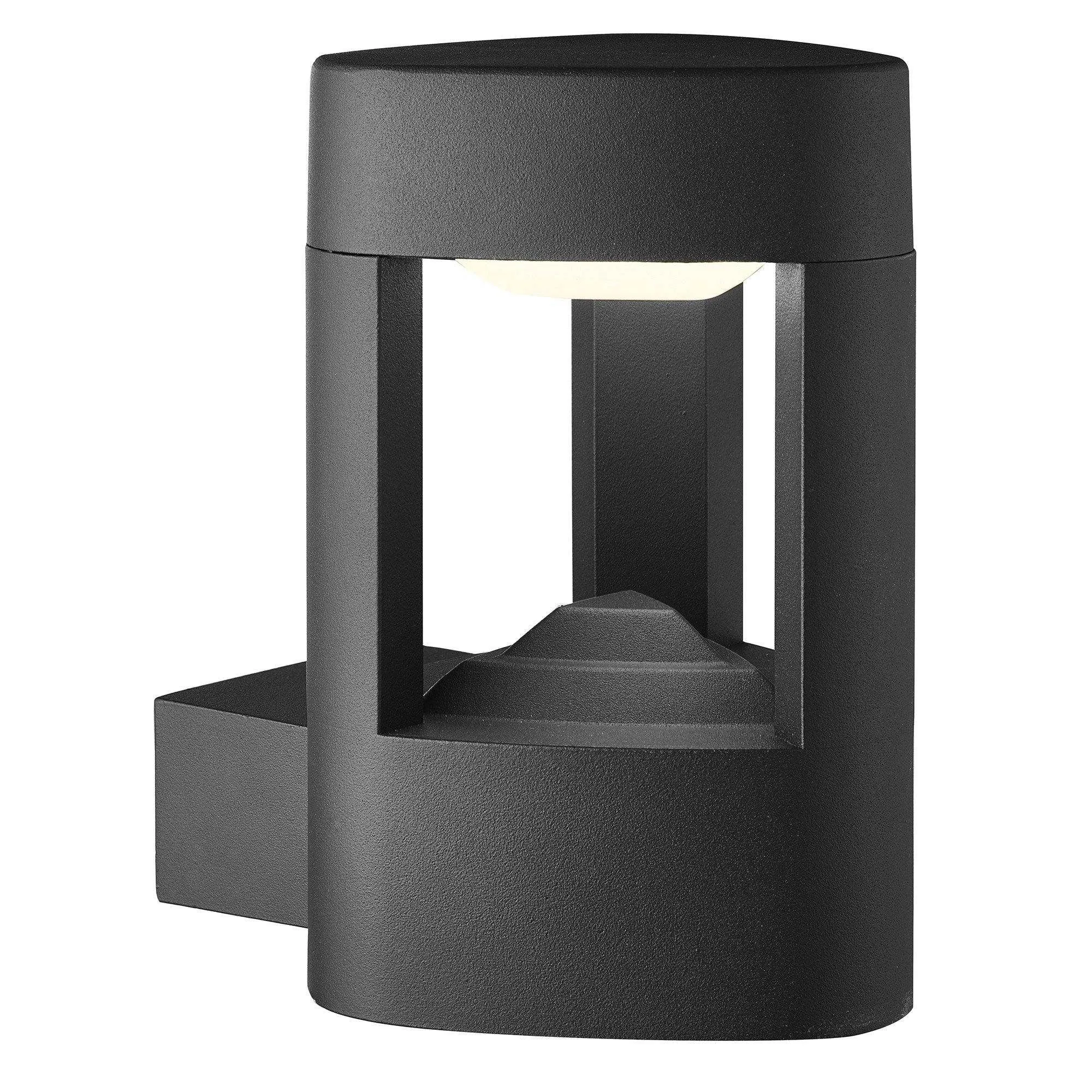 ALUMINIUM IP44 GREY LED OUTDOOR WALL LIGHT, CLEAR POLYCARBONATE SHADE