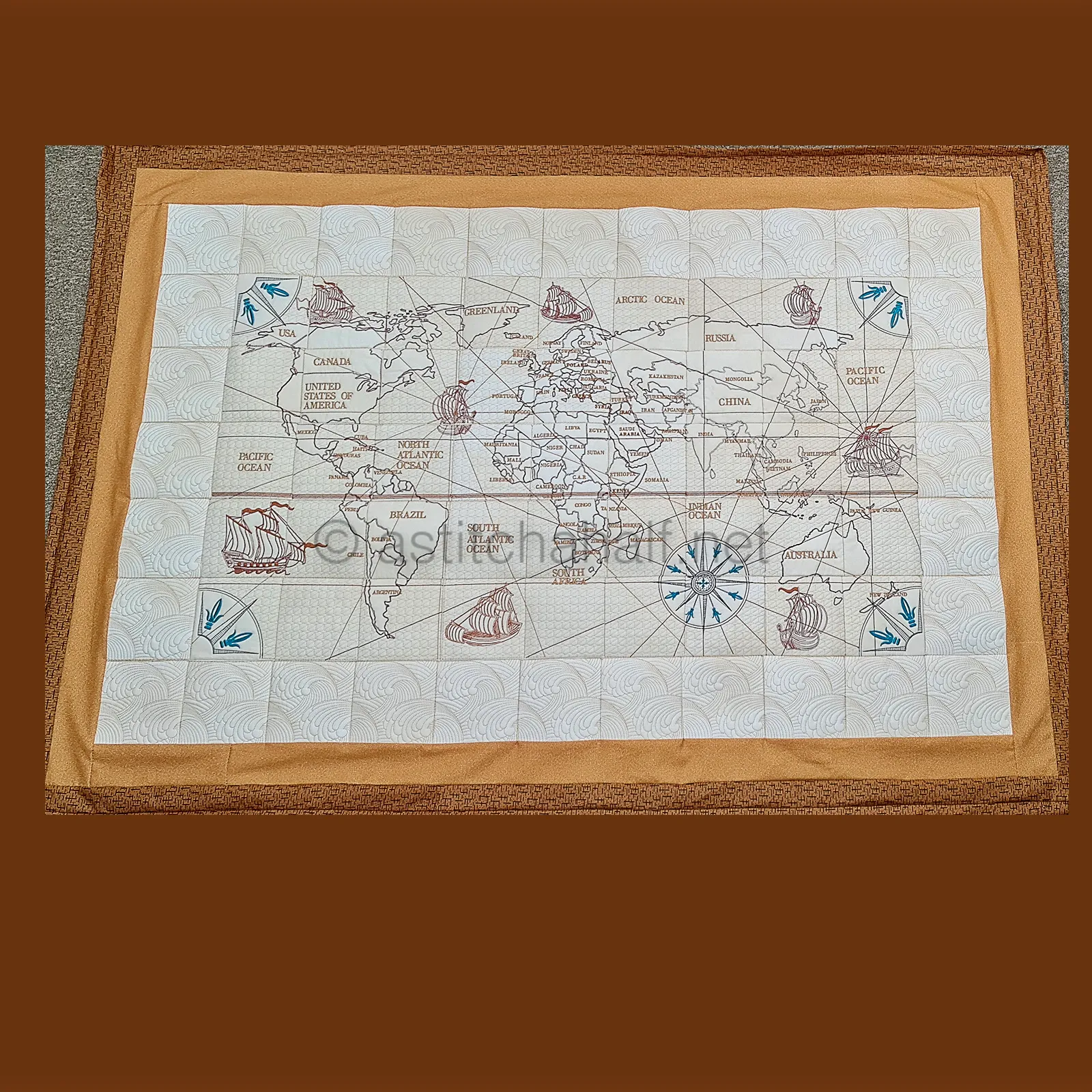 Antique World Map Quilt Combo