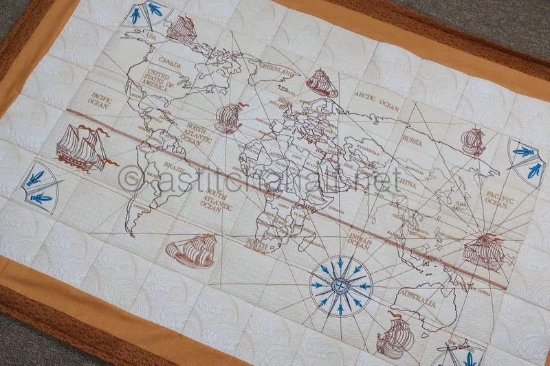 Antique World Map Quilt Combo