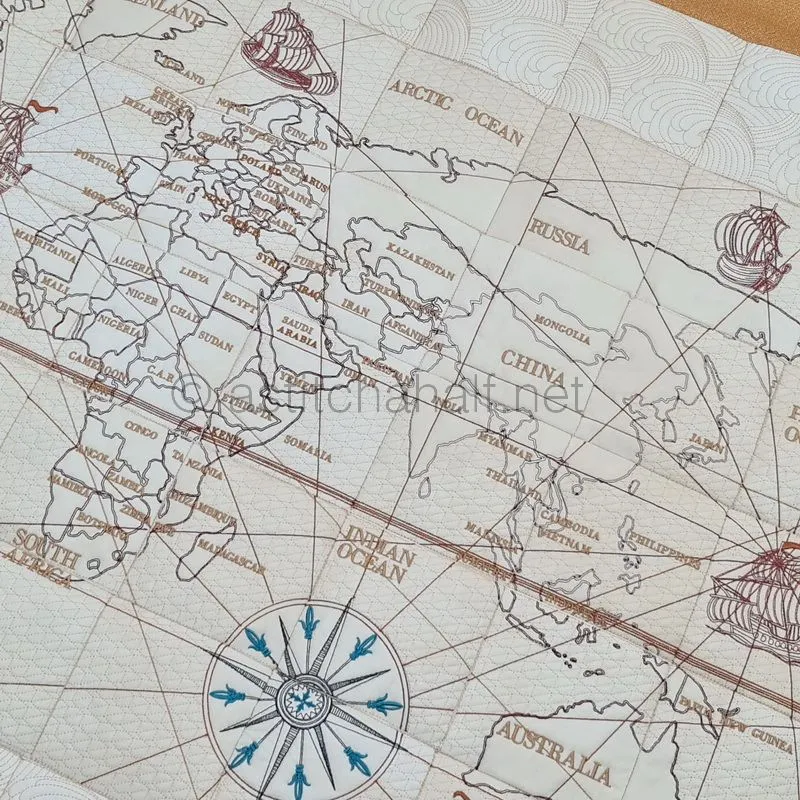 Antique World Map Quilt Combo