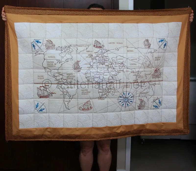 Antique World Map Quilt Combo