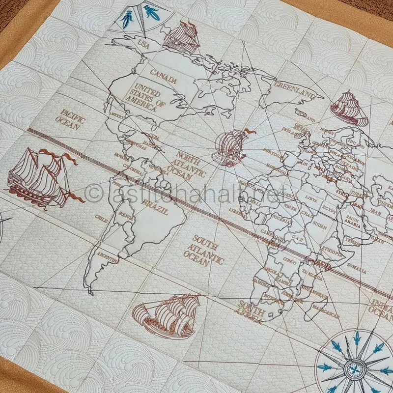 Antique World Map Quilt Combo