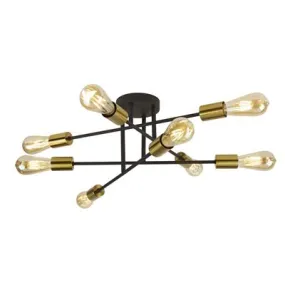 Armstrong 6/8 Lt Semi-Flush - Black & Satin Brass Metal