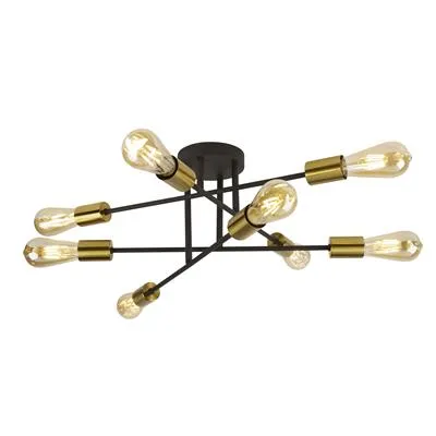 Armstrong 6/8 Lt Semi-Flush - Black & Satin Brass Metal
