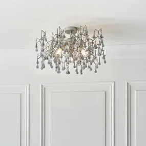 Athena 3Lt Semi Flush Ceiling Light -  Aged Silver & Smokey Grey/Aged Gold Paint & Champagne Finish