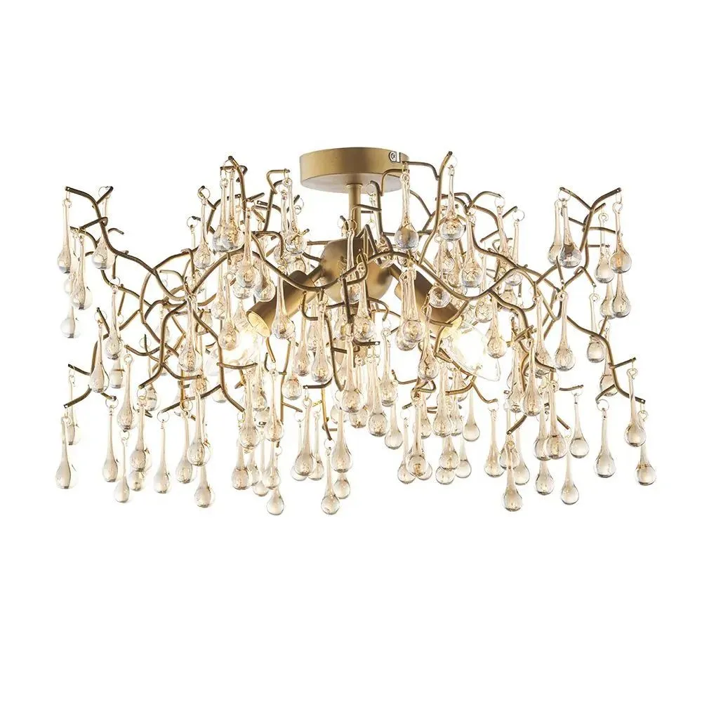 Athena 3Lt Semi Flush Ceiling Light -  Aged Silver & Smokey Grey/Aged Gold Paint & Champagne Finish