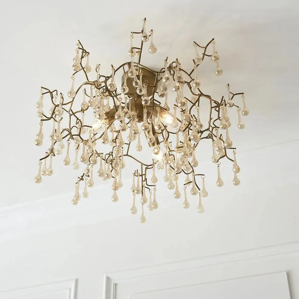 Athena 3Lt Semi Flush Ceiling Light -  Aged Silver & Smokey Grey/Aged Gold Paint & Champagne Finish