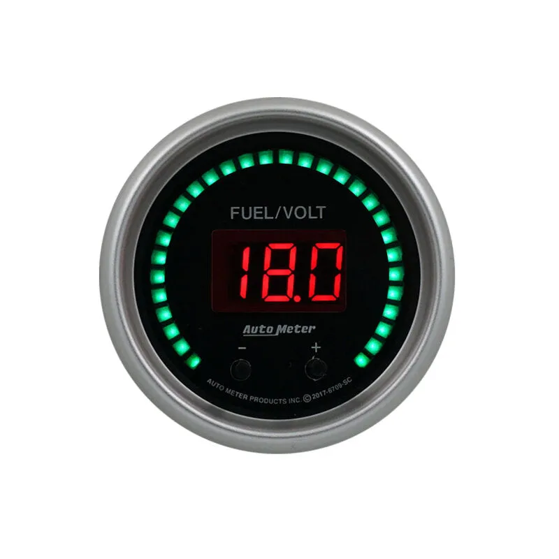 Autometer 52.4mm Black Switchable 0-100 Fuel Level / 8-18V Voltmeter Sport-Comp Elite Digital Gauge