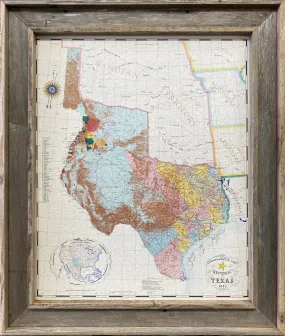 Barnwood Framed Republic of Texas Map 1845 Canvas Print