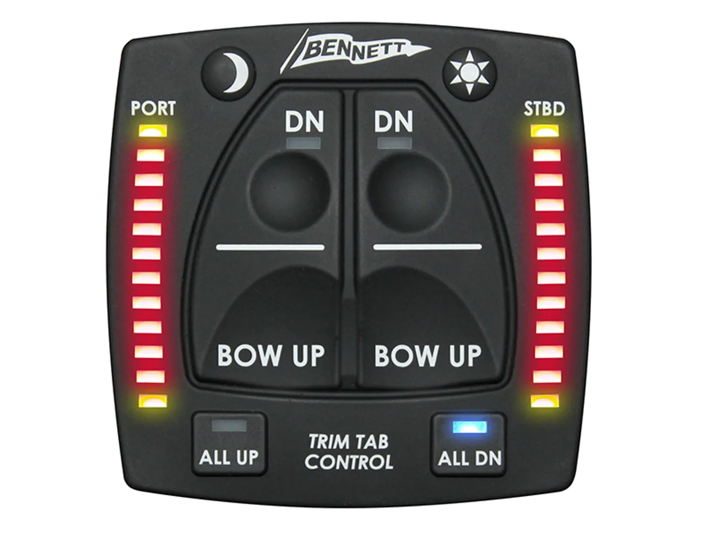Bennett Standard Hydraulic Trim Tab System with All-In-One Indicator Control Switch - Trailing Edge & Rivited Angle - 4 Sizes