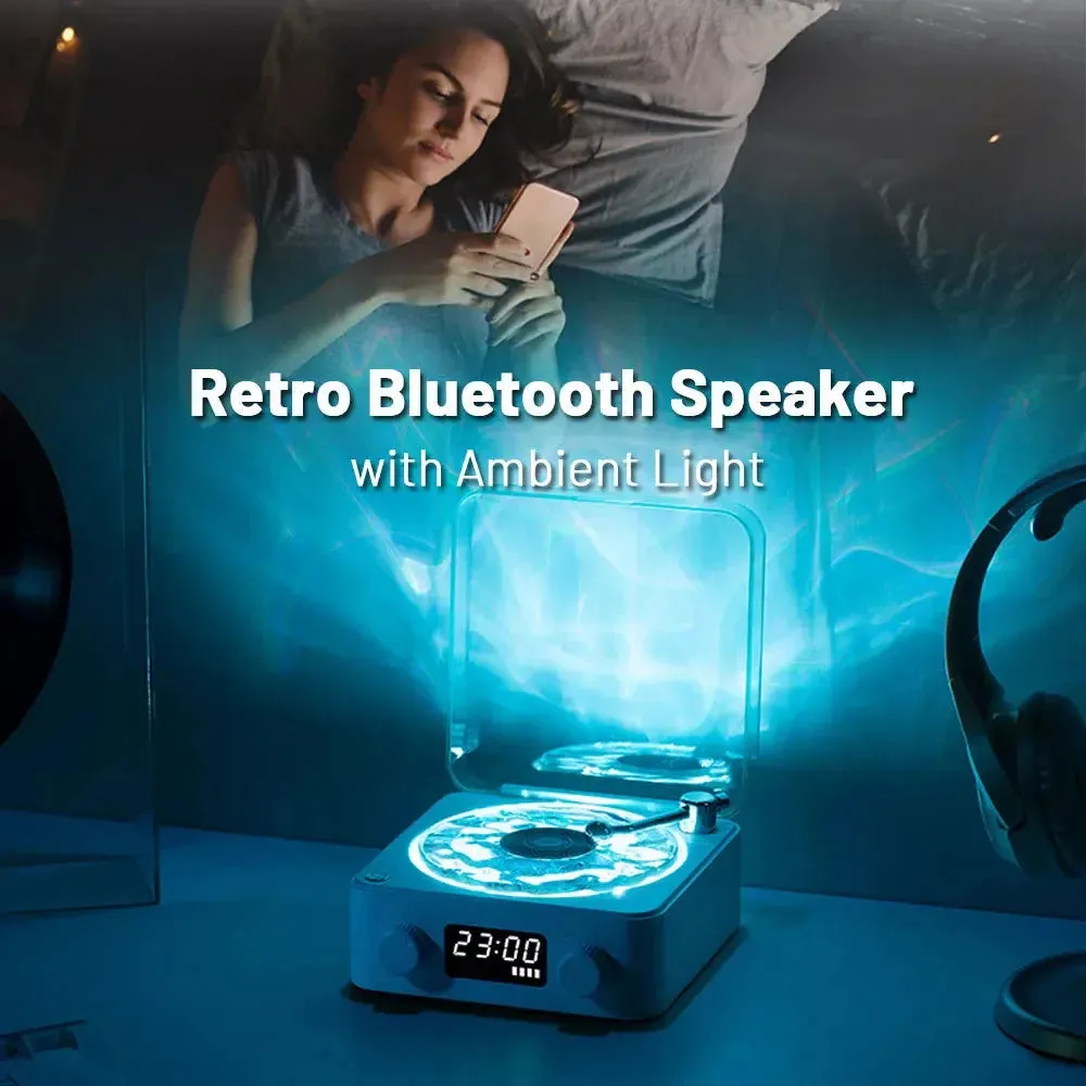 Bluetooth Speaker and White Noise Machine RetroVibe Turntable-Style Wireless Sound with RGB Projection