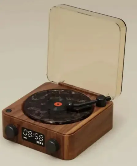 Bluetooth Speaker and White Noise Machine RetroVibe Turntable-Style Wireless Sound with RGB Projection