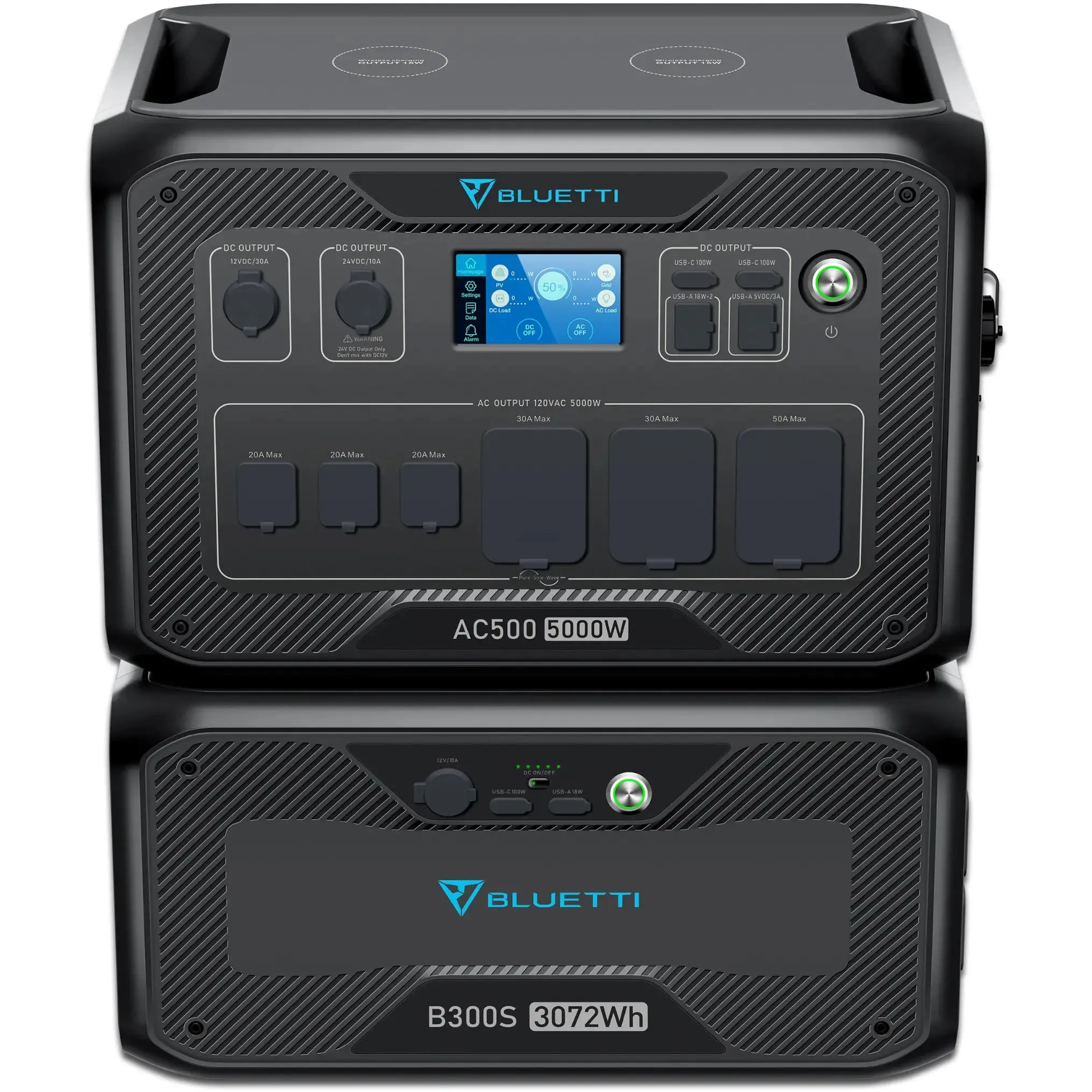 Bluetti AC500 5,000W/3,072Wh Solar Generator Kit | 6 x 200W 12V Rigid Mono Solar Panels | 1 x B300K 3072Wh Battery | Complete Solar Kit
