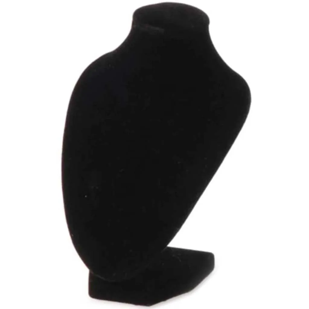 Bust Necklace Stand  Velvet 6 Inches Black