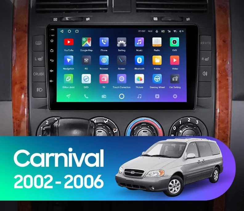 Car Dealz Premium Advanced 4G Data Model 10.2" Android 12.0 For Kia Carnival UP GQ 2002 - 2006 In Dash Plus OEM Fascia