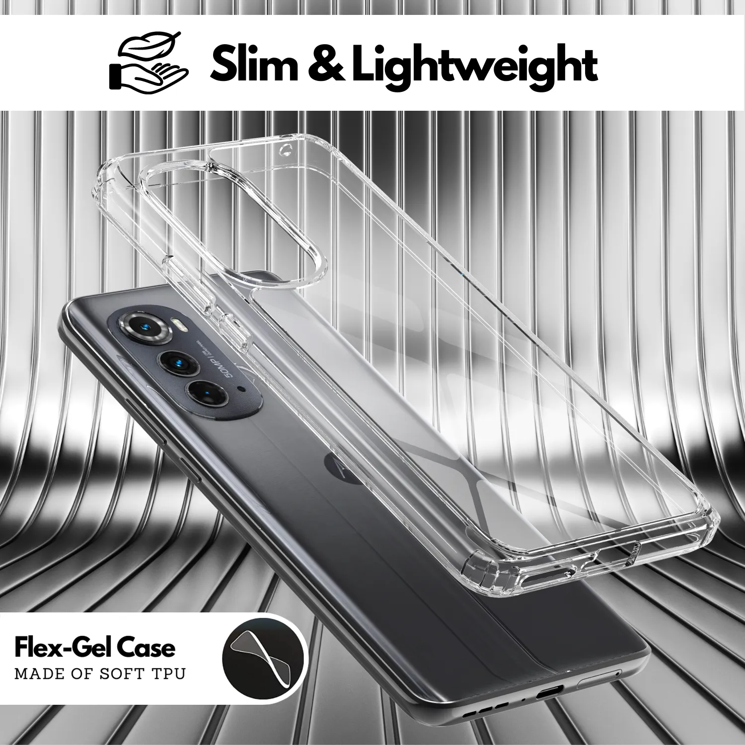 Clear Flex-Gel Case   2x Glass Screen Protector for Motorola Edge 2022 (XT2205)