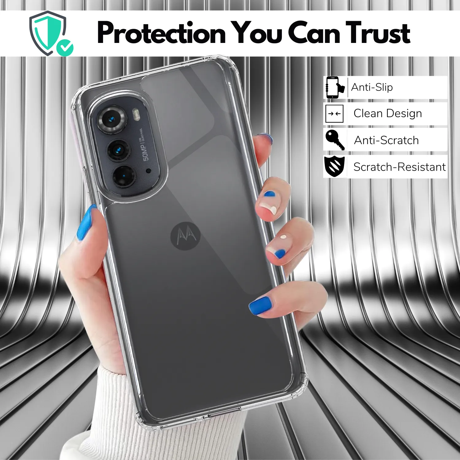 Clear Flex-Gel Case   2x Glass Screen Protector for Motorola Edge 2022 (XT2205)