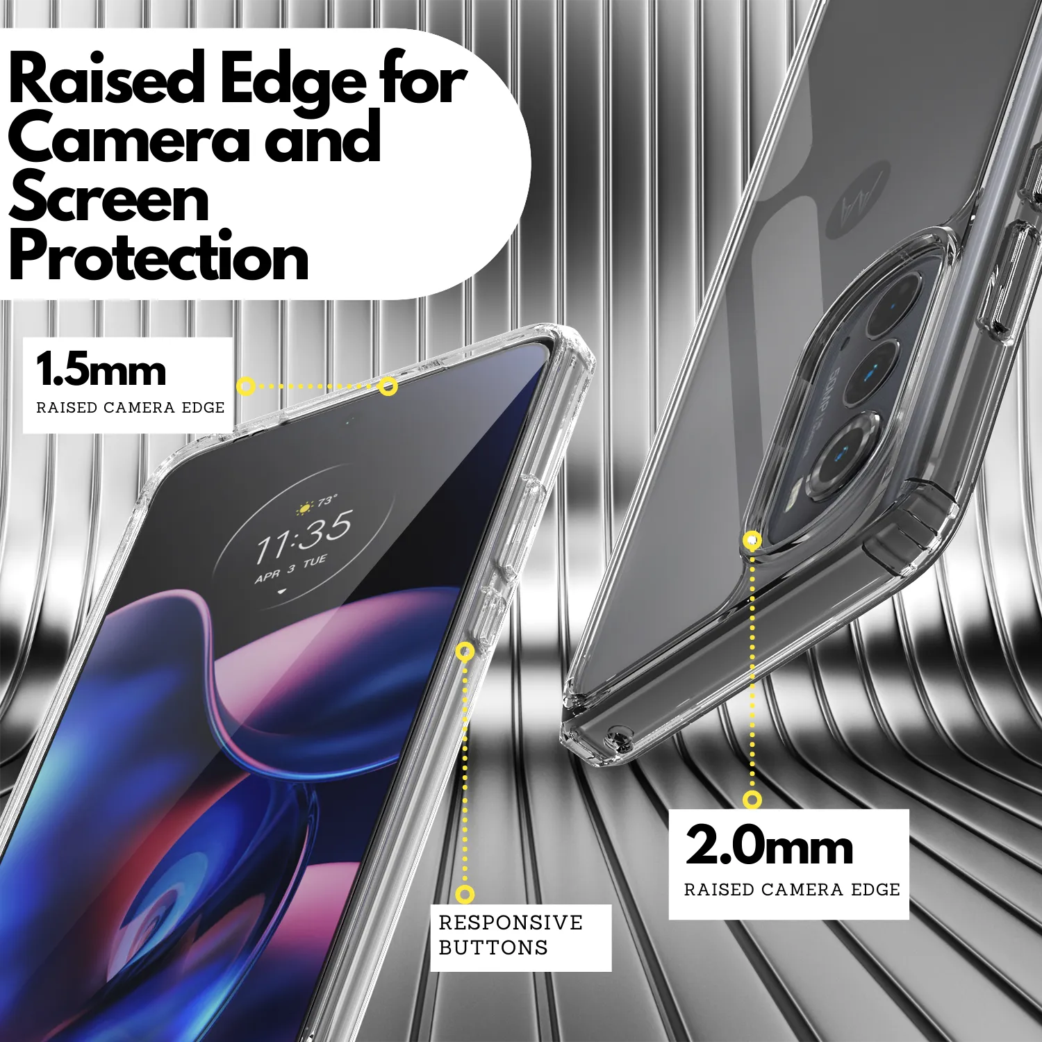 Clear Flex-Gel Case   2x Glass Screen Protector for Motorola Edge 2022 (XT2205)