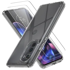 Clear Flex-Gel Case   2x Glass Screen Protector for Motorola Edge 2022 (XT2205)