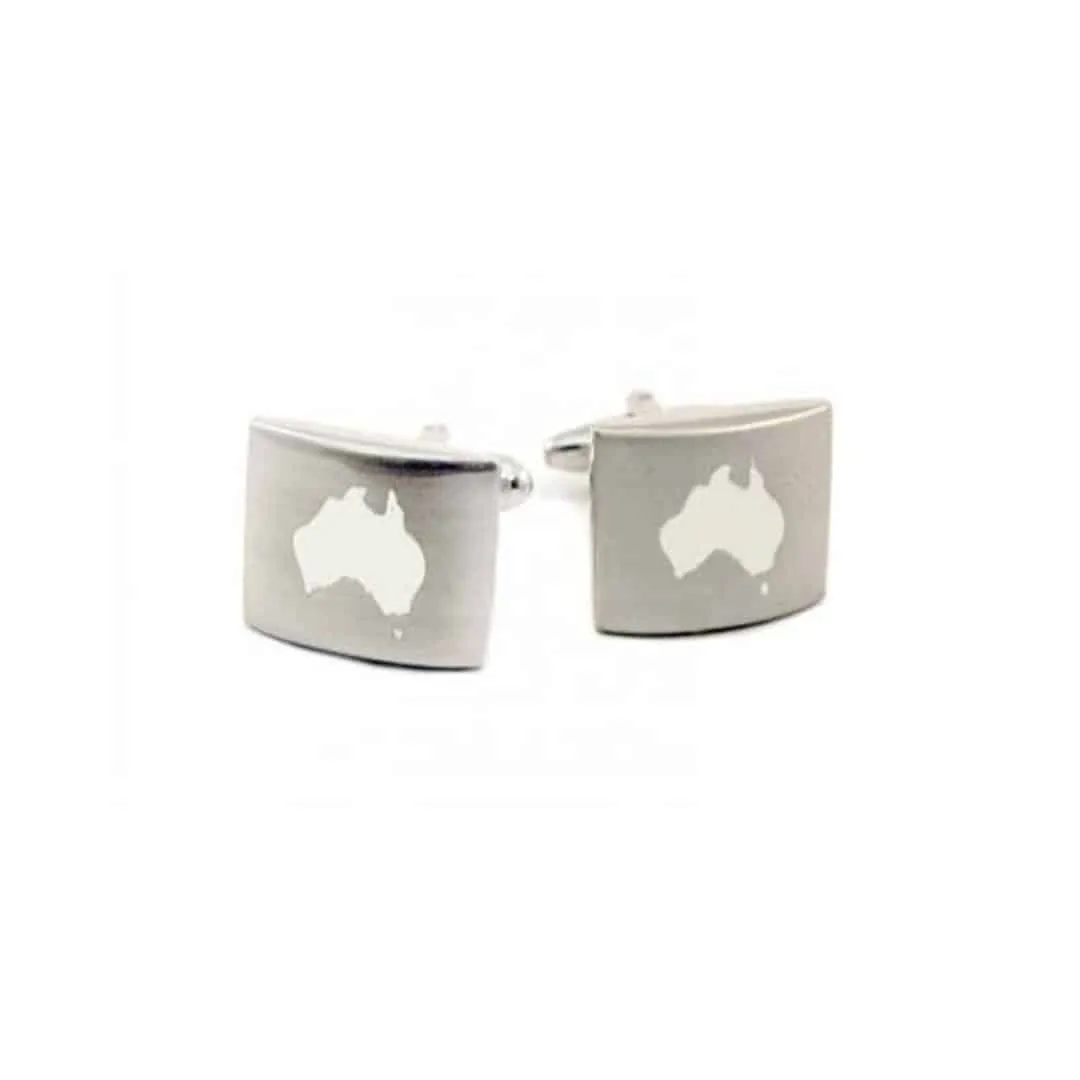 Cufflink Suite | Australia Map Silver Cufflinks