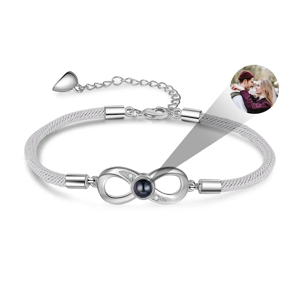 Custom Infinity Photo Projection Couple Bracelet