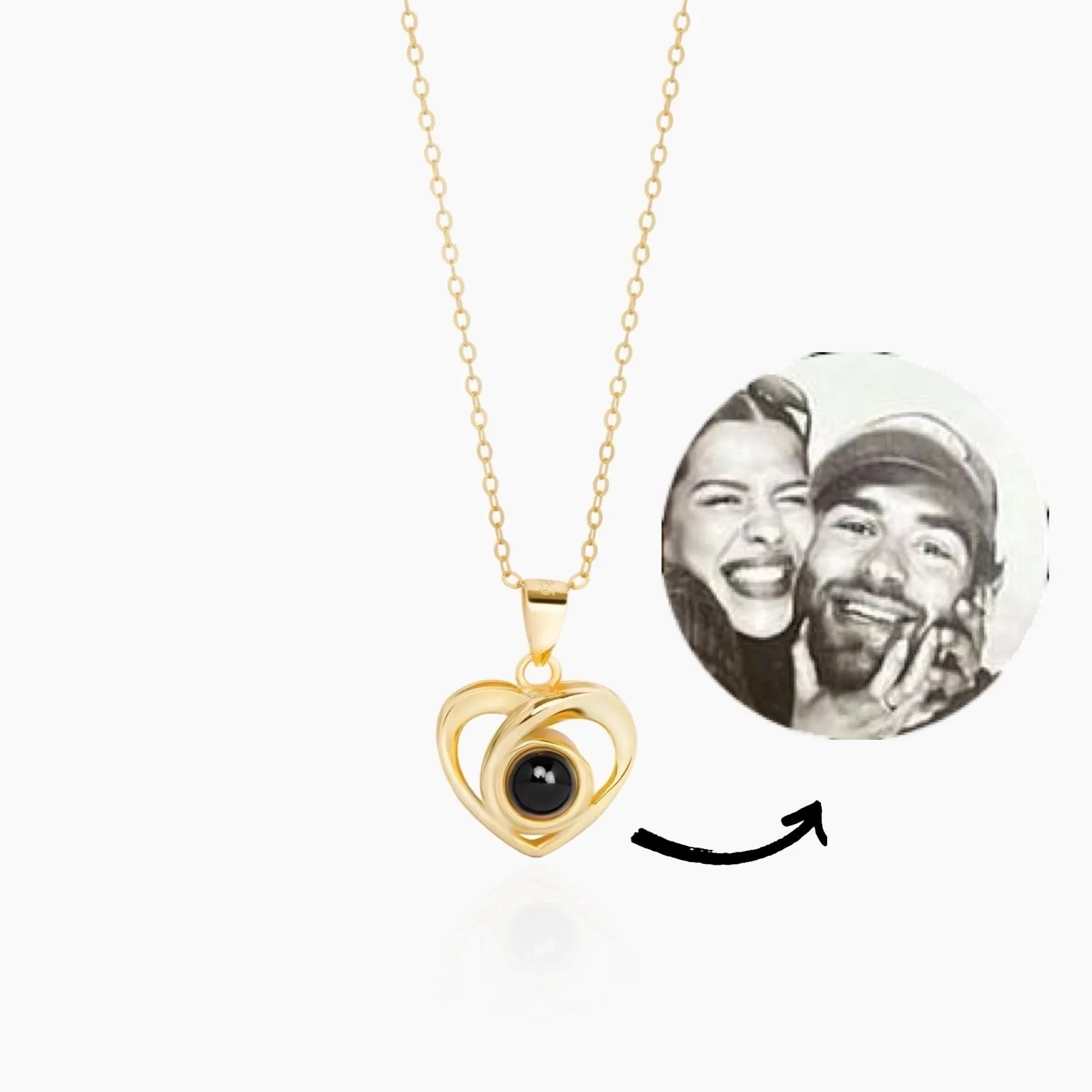 Custom Photo Projection Heart Necklace