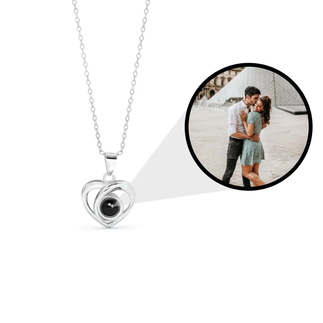 Custom Photo Projection Heart Necklace