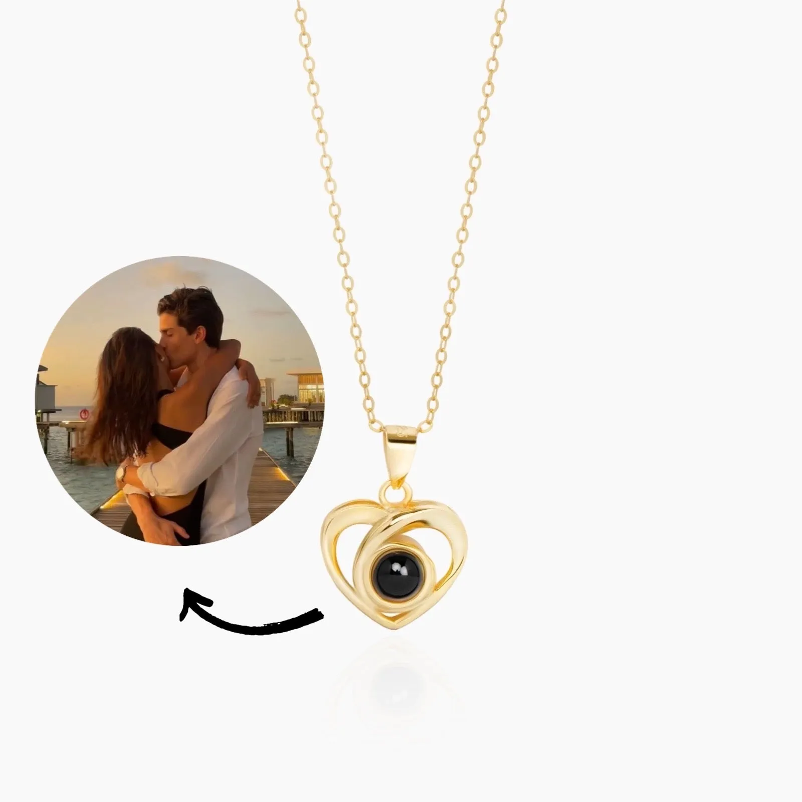 Custom Photo Projection Heart Necklace